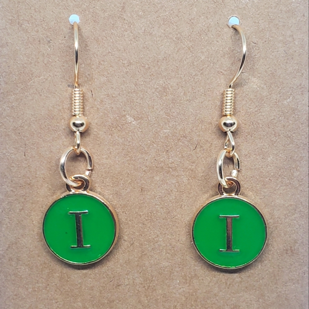7/$10 I Initial Earrings, New